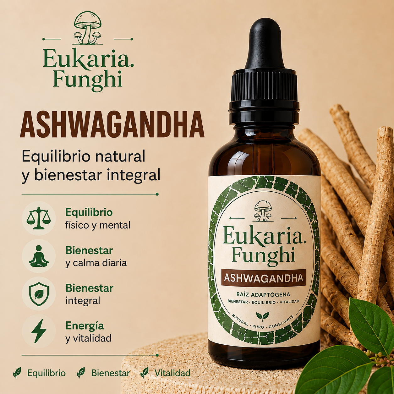 Beneficios de Ashwagandha Eukaria Funghi