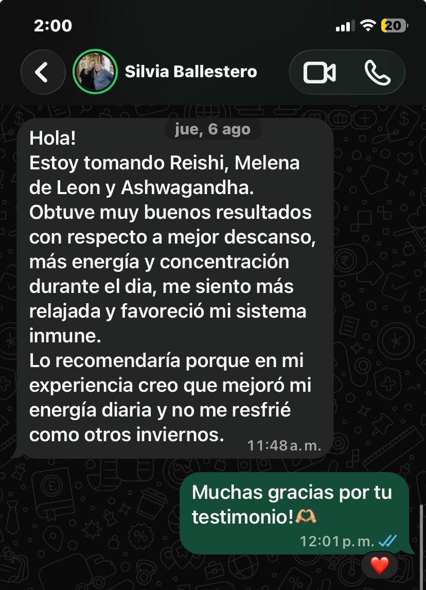 Testimonio de clienta de Eukaria Funghi
